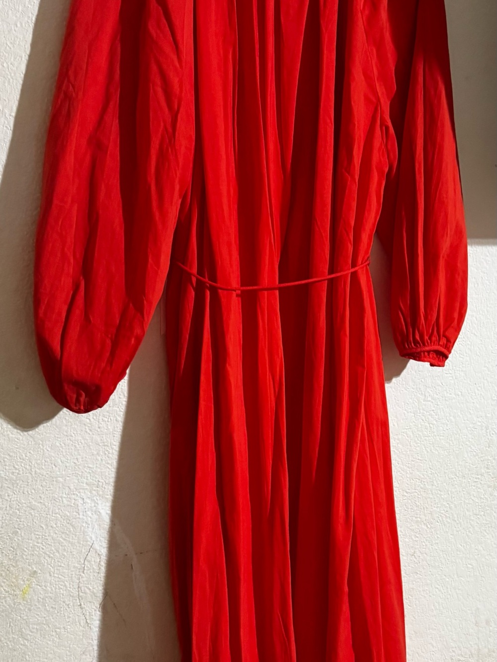 H&M Bright Red Maxi Dress with Waist Tie